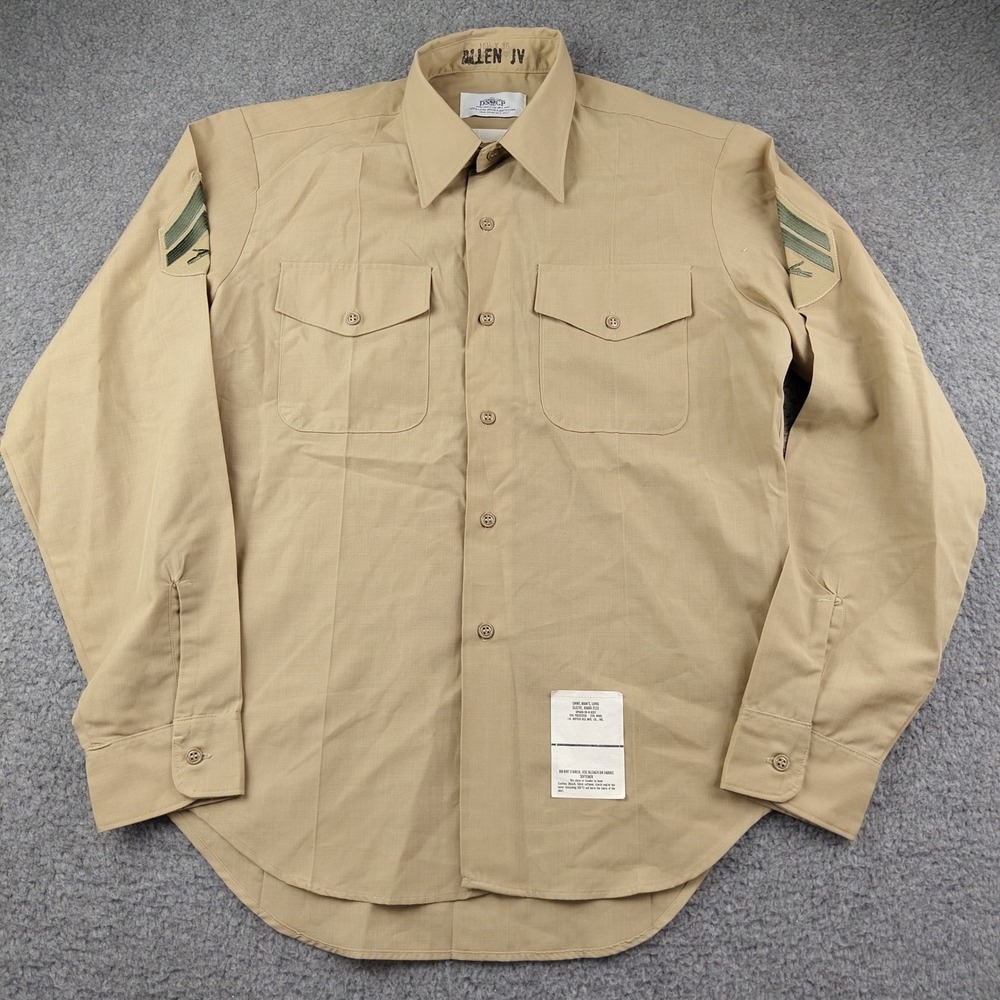 VTG 90s Wool DSCP Button Up Shirt Men 16.5x36 Valor Collection Military Patches
